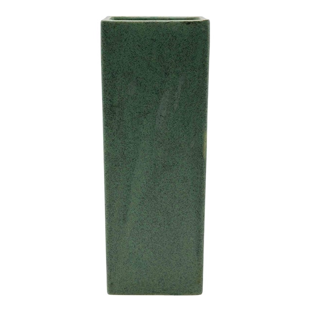 Floraline Matte Green Rectangular Vase, C. 1960s For Sale
