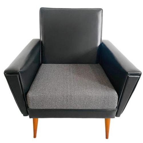 Mid-Century Danish Armchair in Black Skai, 1960s For Sale - Image 11 of 18