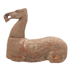 Chinese Pottery Figure of a Recumbent Horse, Han Dynasty