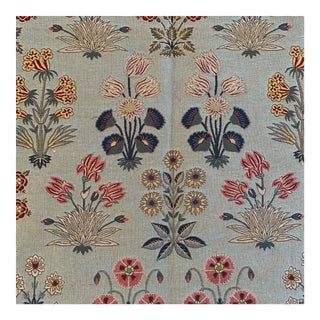 Brunschwig & Fils Heavyweight Woven Green Floral Fabric- 3/4 Yard Plus For Sale