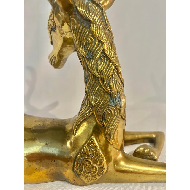 Vintage Cast Brass Reclining Stag For Sale - Image 9 of 12