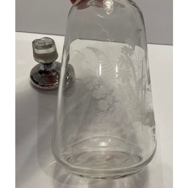 Late 19th Century Antique Engraved Stork Glass Decanter or Scent Bottle For Sale - Image 5 of 9