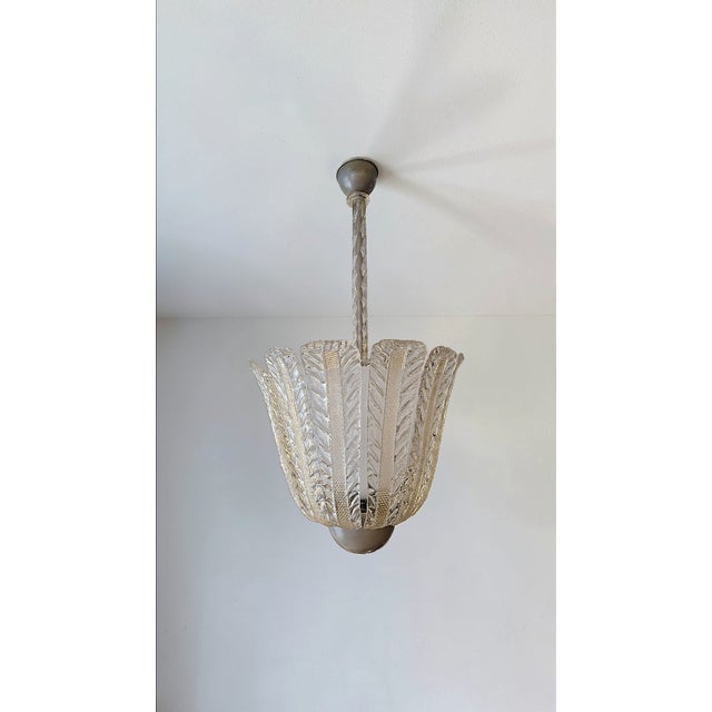 Pendant Light in Clear and Gilded Glass from Barovier & Toso, Italy, 1940s For Sale - Image 10 of 10