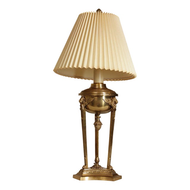 Empire Style Vintage Brass Table Lamp For Sale