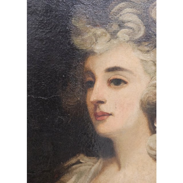 Black 18th/19th Century Portrait Oil on Canvas Painting of a Woman in Gilt Gold Frame For Sale - Image 8 of 17