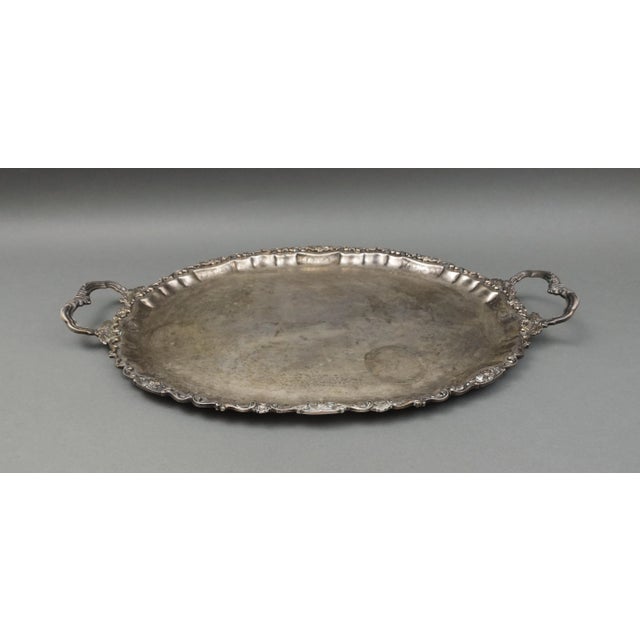 Antique Flli Peruzzi Italian 800 Silver Ornate Repousse Handled Serving Tray Platter 23 1/2" Large. Measures approximately...