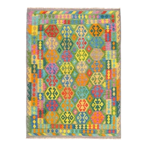 Reversible Kilim Flat Weave Wool on Wool Rug