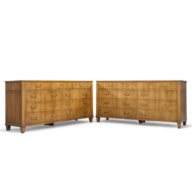 Baker French Cherry Regency Style 10 Drawer Long Dresser - Pair Each lowboy measures: 66.5 wide x 19 deep x 32.75 inches...
