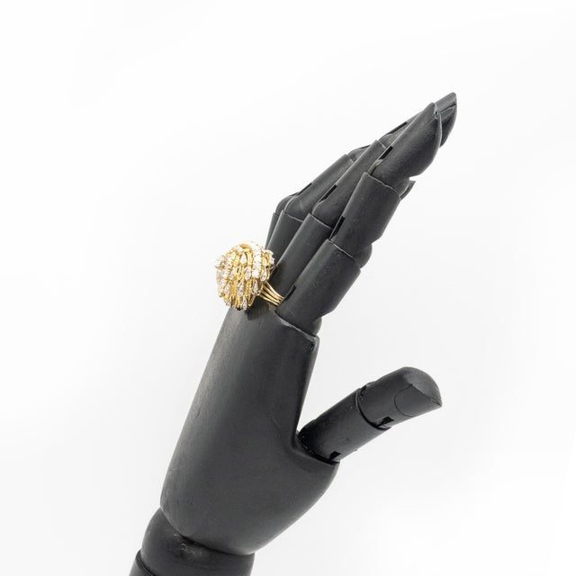 1960s Vintage 18k Yellow Gold Diamond Swirl Cocktail Ring, Size 7 For Sale - Image 11 of 13