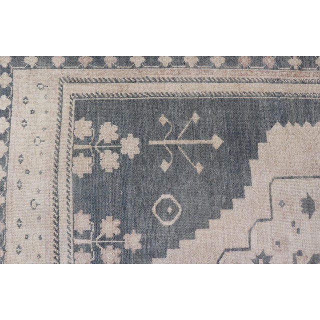 Vintage Turkish Oushak Rug With Elegant Gray and Soft Beige Motifs 5'1 X 6'4 For Sale - Image 10 of 11