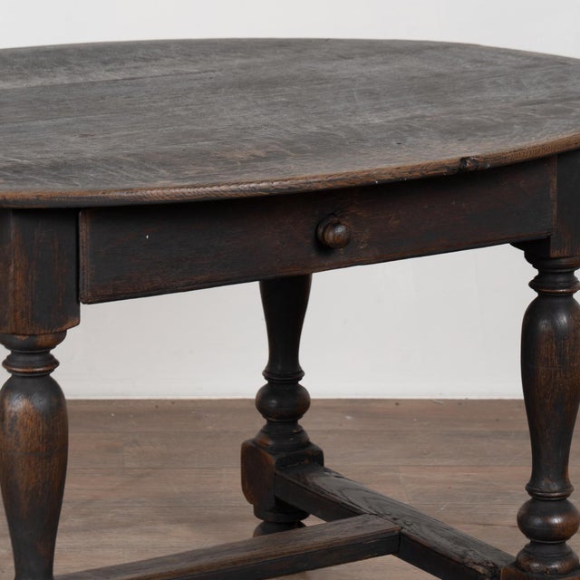19th Century Swedish Black Painted Oak Oval Side Table For Sale - Image 11 of 17