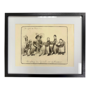 Rare Framed Print by Honoré Daumier – "Les Gens De Médecine: Le Cortège Du Général Des Apothicaires" – Engraving French Caricature Art