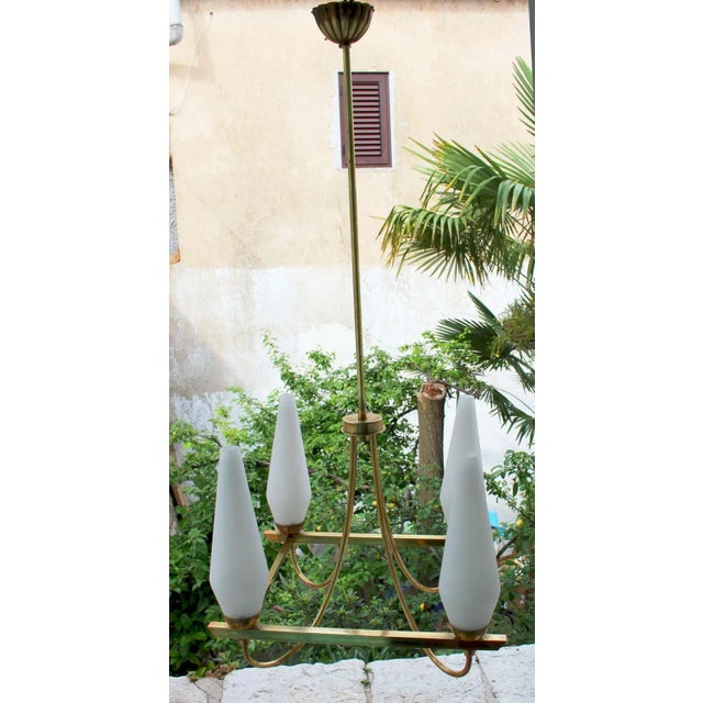 Italian Brass Chandelier For Sale In Los Angeles - Image 6 of 6