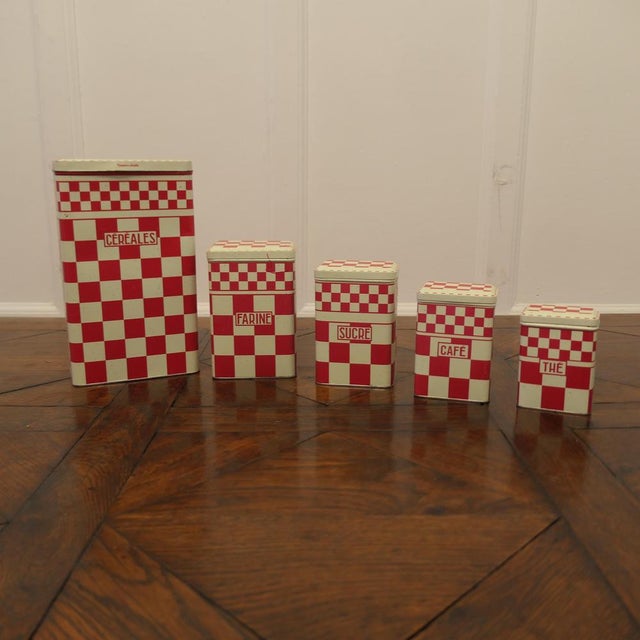 1950s Vintage French Food Canisters, 1950, Set of 5 For Sale - Image 5 of 10