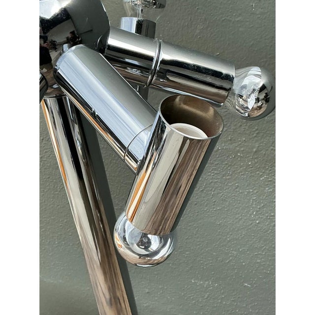 Vintage Modernist Chrome Table Lamp After Robert Sonneman For Sale - Image 10 of 12