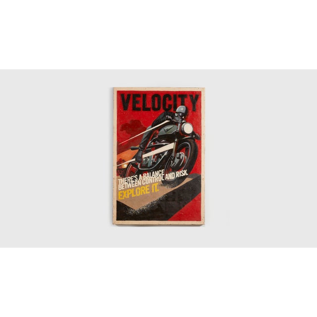 Velocity Motorbike I Collective Bap Large Vietnam Art Red Vintage Racing Scene For Sale - Image 13 of 13