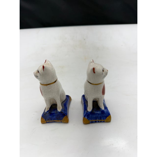 Pair of Rare Ceramic Small Cat Figurines For Sale - Image 4 of 8
