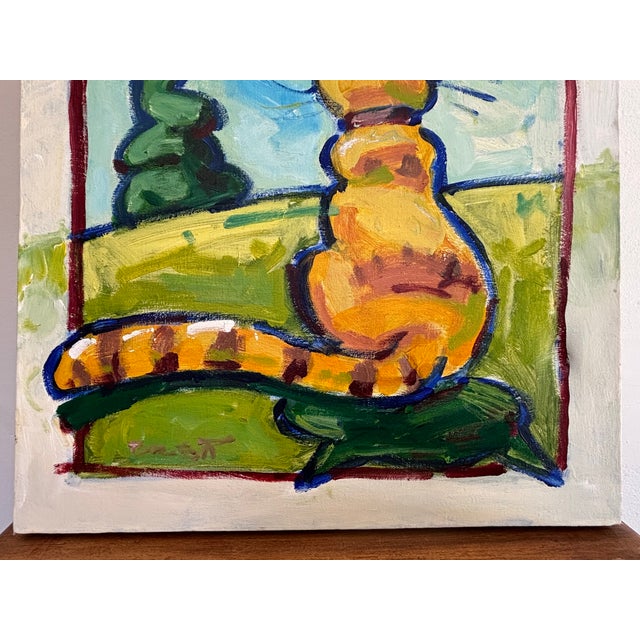 Late 20th Century Pop Art Cat Oil Painting, Signed For Sale - Image 4 of 7