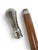 Victorian era walking stick cane. Wood shaft with floral chased silver-plated handle. Handle unscrews to reveal an open...