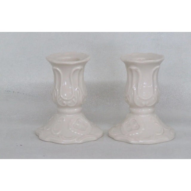 Oleg Cassini Porcelain Ivory Candle Stick Holders a Pair in Box For Sale - Image 9 of 12
