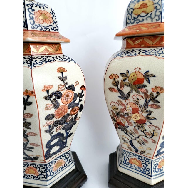 Mid 20th Century Imari Ginger Jar Table Lamps Restored For Sale - Image 5 of 12