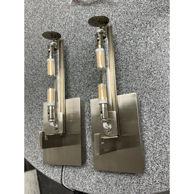 Modern George Kovacs Opal Glass Tube Shade Wall Scones, Pair For Sale - Image 3 of 11