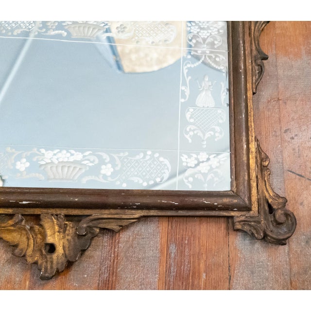 19th Century Continental European French or Italian Rococo Mirror With Etched Glass For Sale In New York - Image 6 of 17