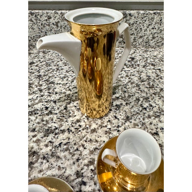 1960s Vintage Gold-Gilded Porcelain Espresso Set - 11 pcs For Sale - Image 5 of 12