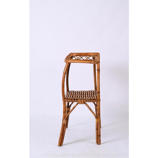 Mid-Ccentury Bamboo and Rattan Cocktail Console Table attributed to Franco Albini, 1960s For Sale - Image 9 of 18