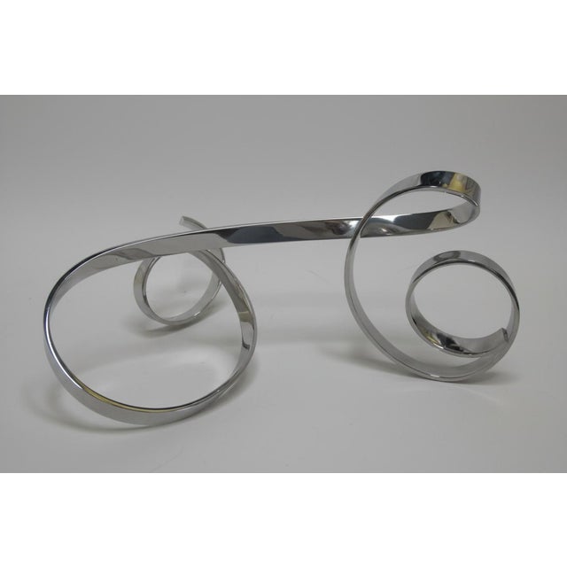 Metal David Elijah Herschler Chrome Freestanding Ribbon Twist Modern Art Sculpture For Sale - Image 7 of 17