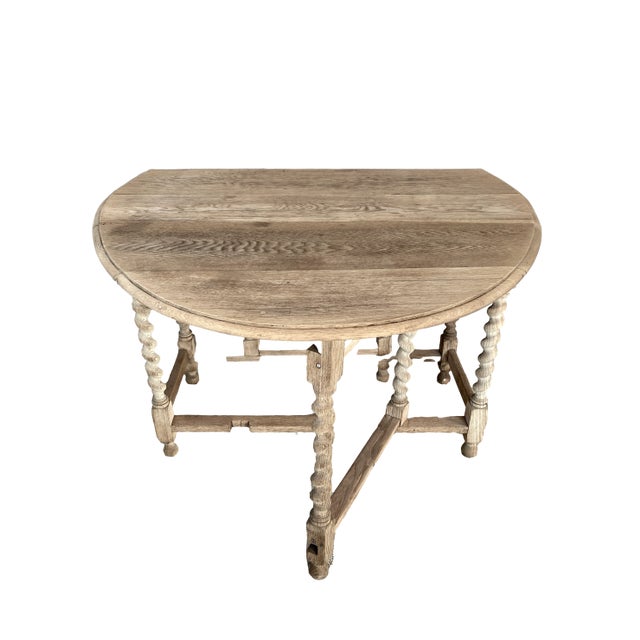 Late 19th Century Antique French Bleached Oak Gate Leg Table For Sale - Image 5 of 10