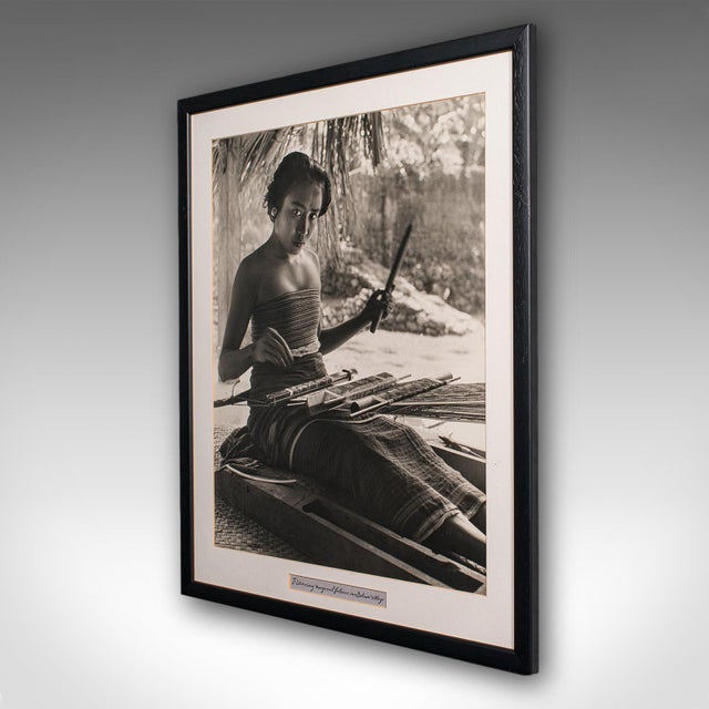 Traditional Vintage Loom Weaver Photograph, Balinese Woman, Monochrome Portrait, Mid Century For Sale - Image 3 of 8