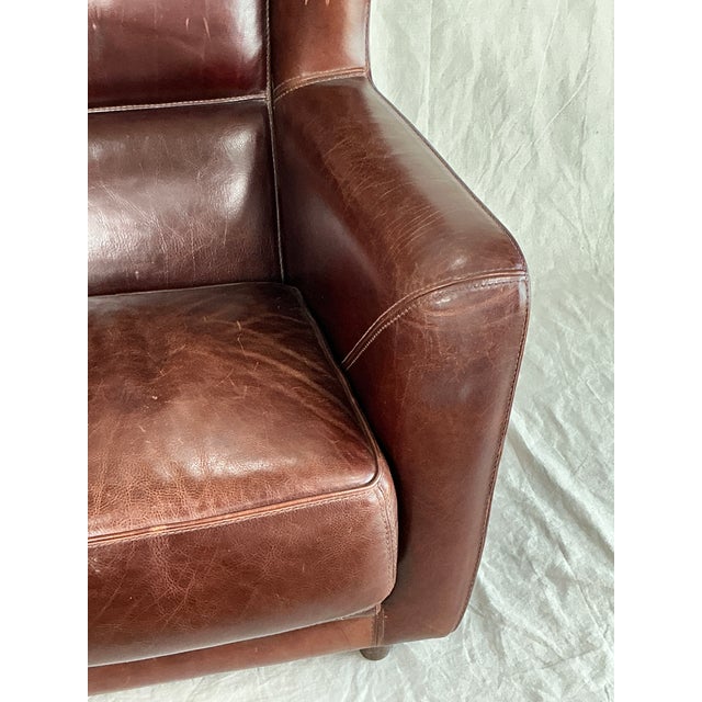 1990s 1990s Baxter Italian Brown Leather Club Armchair – Modern Sculptural Lounge Chair For Sale - Image 5 of 14