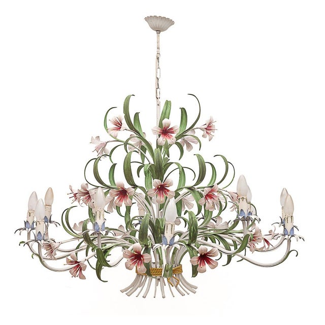 Metal Florentine 12-Light Chandelier, 1960s For Sale - Image 7 of 7