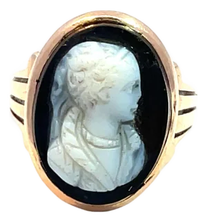 14k Rose Gold Antique Cameo Ring, Size 3.5