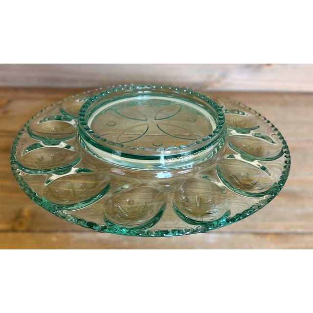Mid-Century Modern Mid-Century Modern Longaberger Green Glass Serving Platter For Sale - Image 3 of 7