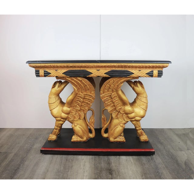 Vintage 19Century Carved Giltwood Console Table For Sale - Image 4 of 12