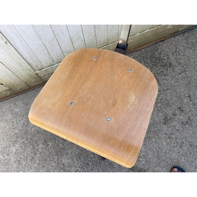 Brown Industrial Architect Swivel Adjustable Chair, 1950 For Sale - Image 8 of 13