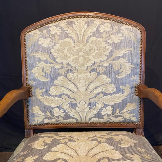 French Louis XIV Armchairs With Os De Mouton Stretchers -a Pair For Sale - Image 12 of 12