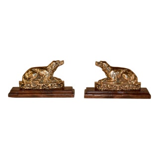 Pair of 19th Century Cast Spaniel Mantle Decorations For Sale