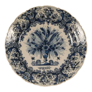 18th Century Delft Dish Porcelain Ax Dutch Delftware Blue and White Dutch Earthenware Collectors Plate