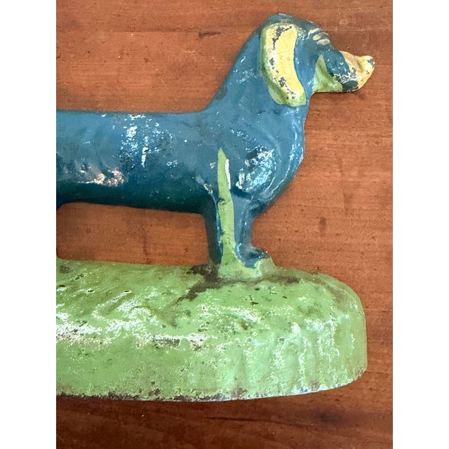 Art Deco Antique Iron Dachshund Doorstop by Taylor Cook 1930 For Sale - Image 3 of 12