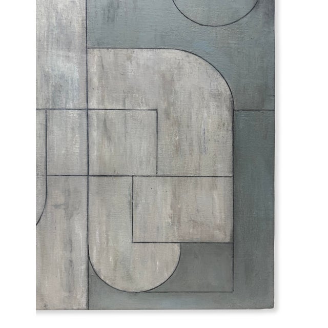 Contemporary Contemporary Geometric, Abstract Oil and Cold Wax Painting, Neutral Palette by Stephen Cimini For Sale - Image 3 of 6