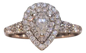 The Long Field: Pear Shaped Natural Diamond Double Halo Ring