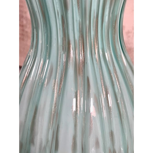 Metal Mid 20th Century The Marbro Lamp Company – Vintage Murano Lamps in Turquoise Blue – A Pair For Sale - Image 7 of 10