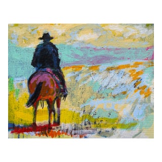 Lone Rider in Sunlight Impressionist Cowboy Painting by Joseph Christy For Sale