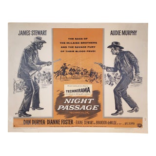 Rare Vintage Original 1957 Movie Poster of James Stewart & Audie Murphy in Universal Pictures Co. "Night Passage" (No. 57 of 385) For Sale