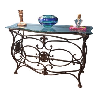Thomasville Grandview Hall Table Console W/ Glass Top For Sale