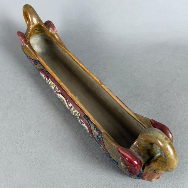 Vintage Majolica Planter Vase from Gualdo Tadino, 1940s For Sale - Image 5 of 14