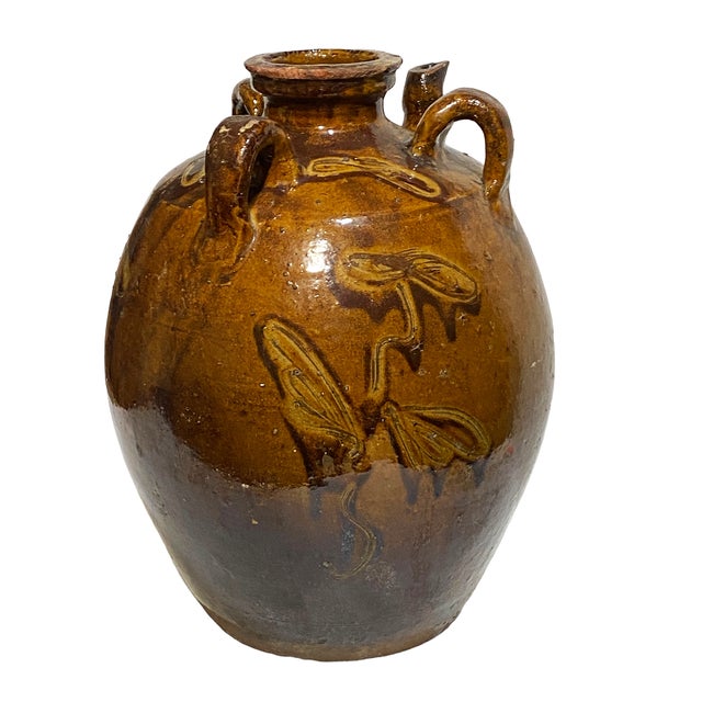 Asian Old Asian Earthenware Pottery Storage Jar 15" H For Sale - Image 3 of 12